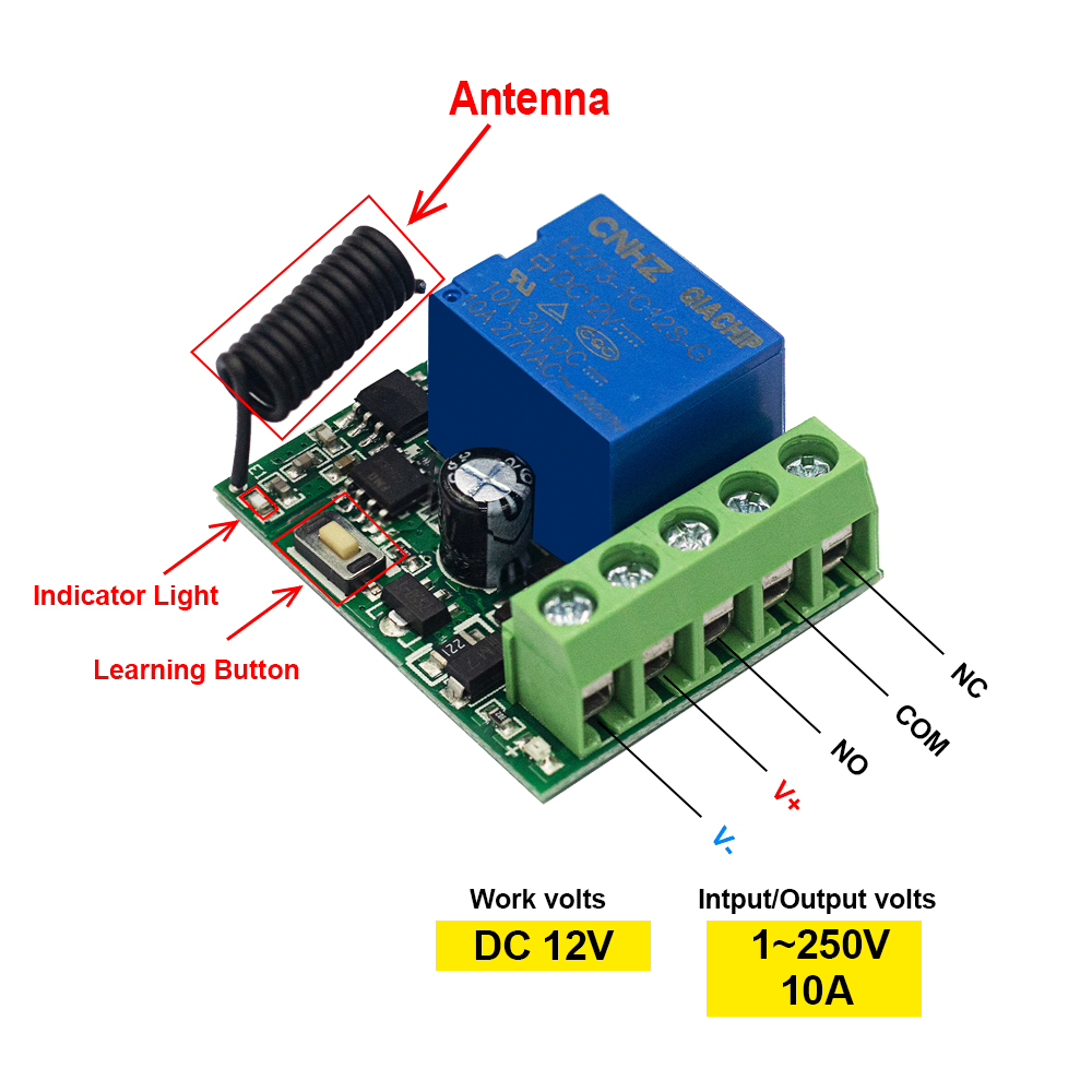 QIACHIP 433MHz DC 12V Kablosuz - 433Mhz Receiver Module incelemesi ve fiyatı